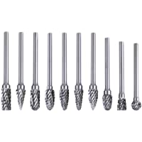Kuman 1 Set Doble Cut Carbide Fresa Rotativa (10pcs 3 x 6MM Diámetro Tungsten Steel Tungsten Carbide Rotary Bits…